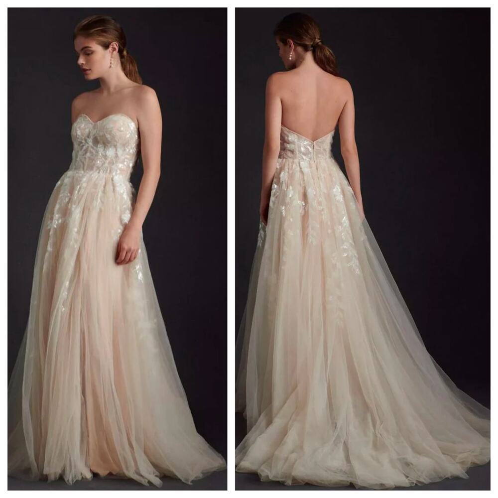 Wtoo by Watters Austin Lace Tulle Wedding Gown Size 8 Boho Bridal NWT